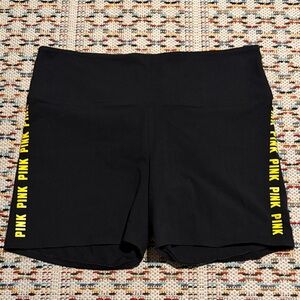 PINK Victoria's Secret Black Shorts with Yellow Accents